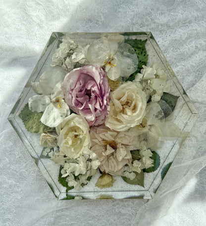 12" Hexagon Floral Preservation Keepsake