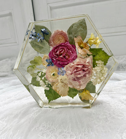 10" Hexagon Floral Preservation Keepsake