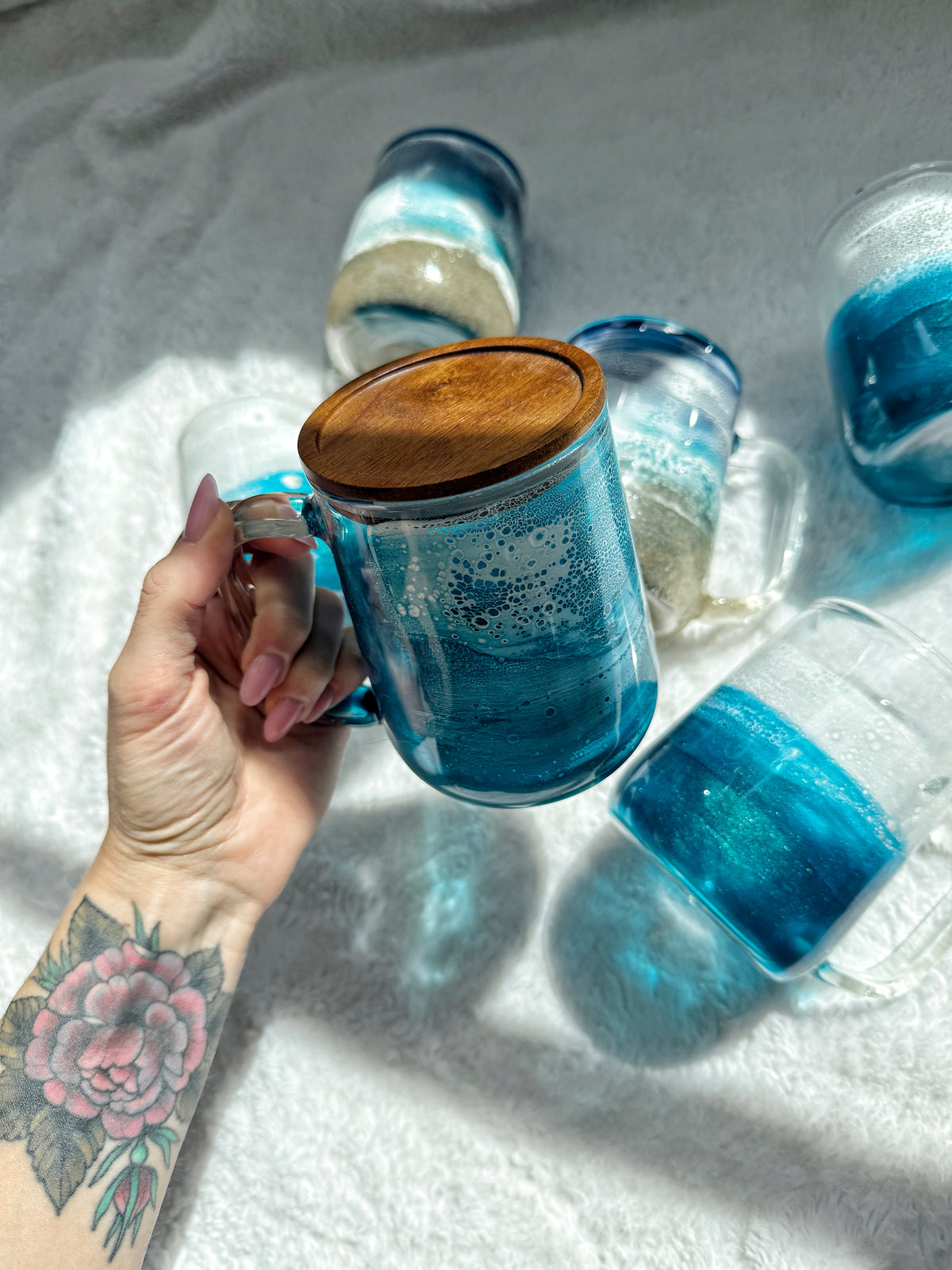 Ocean Wave Glass Mug | Handcrafted Resin Coffee Cup | Coastal Drinkware 9/17/26