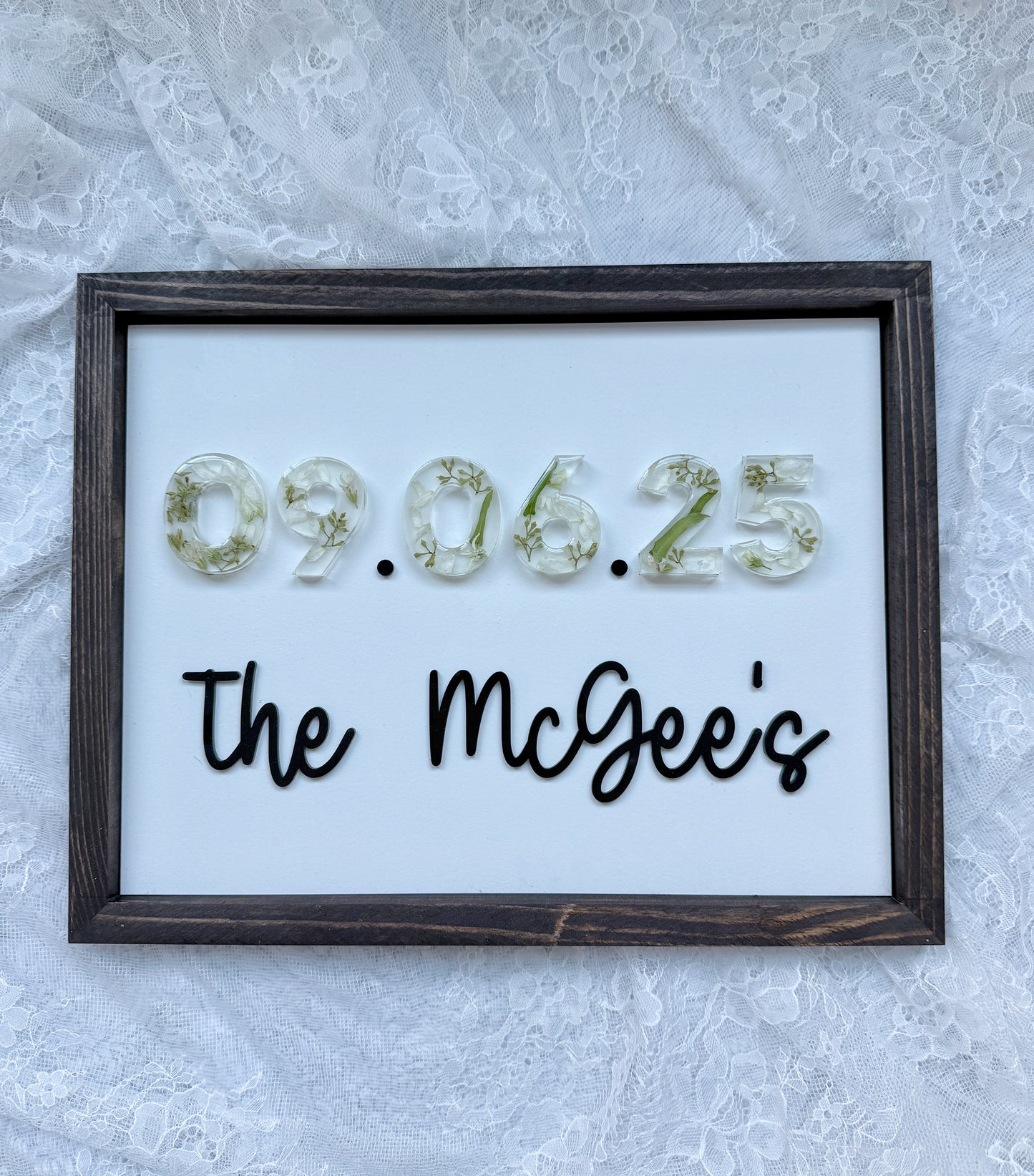 Floral Date Sign Floral Preservation Keepsake - Add On Item