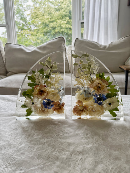 9" Bookends Floral Preservation Keepsake