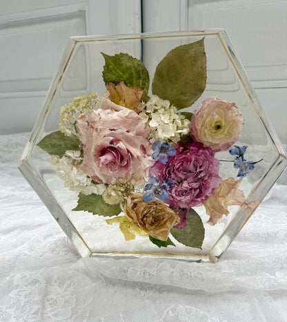10" Hexagon Floral Preservation Keepsake
