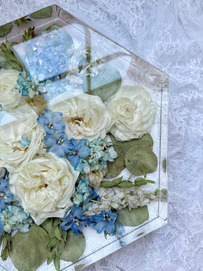 12" Hexagon Floral Preservation Keepsake