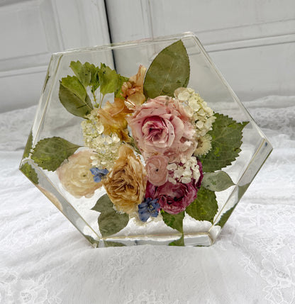 10" Hexagon Floral Preservation Keepsake