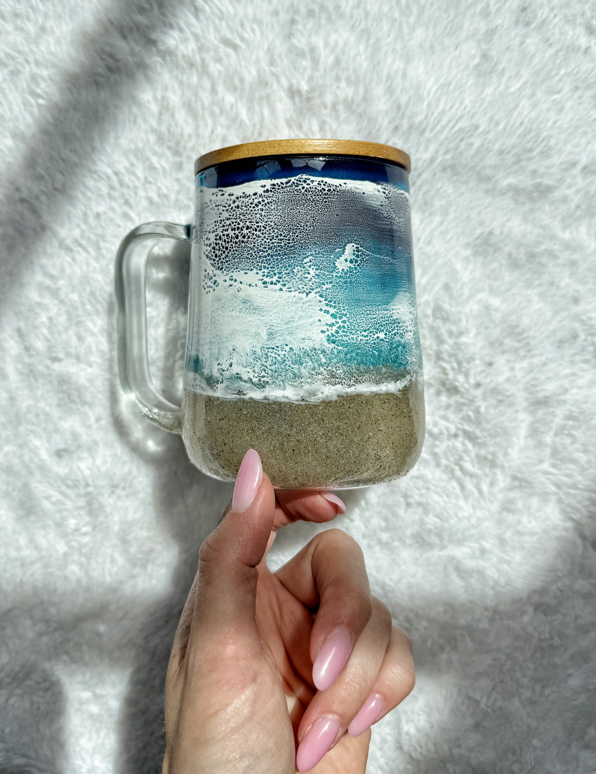 Ocean Wave Glass Mug | Handcrafted Resin Coffee Cup | Coastal Drinkware 9/17/26