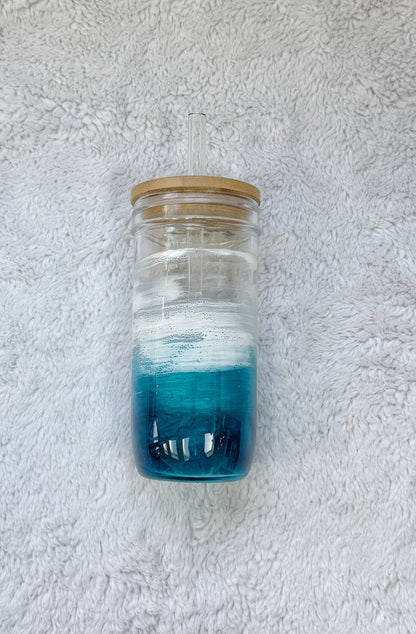Ocean Wave Glass Can | Coastal Resin Tumbler 4/9/26
