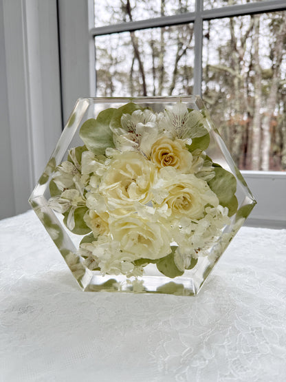 8" Hexagon Floral Preservation Keepsake