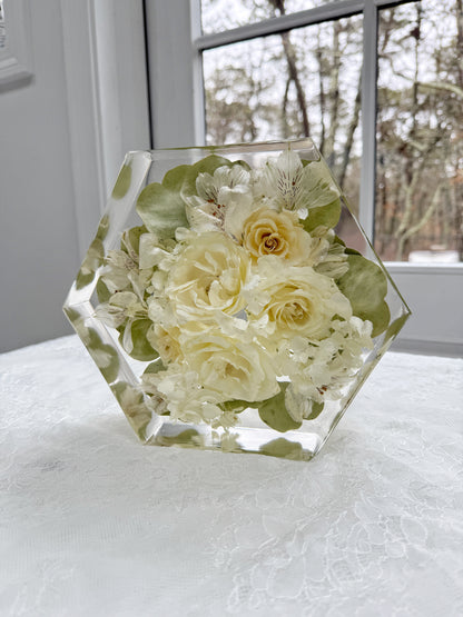 8" Hexagon Floral Preservation Keepsake