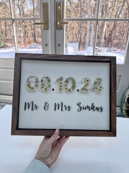 Floral Date Sign Floral Preservation Keepsake - Add On Item