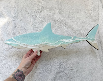 Great White Shark Wall Art | Ocean Wave Resin Decor 4/9/26