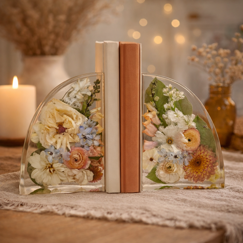 9" Bookends Floral Preservation Keepsake