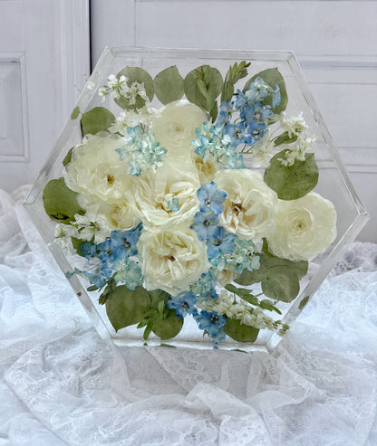 12" Hexagon Floral Preservation Keepsake
