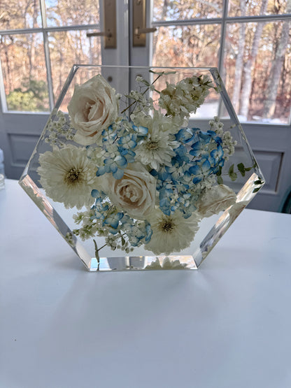 10" Hexagon Floral Preservation Keepsake