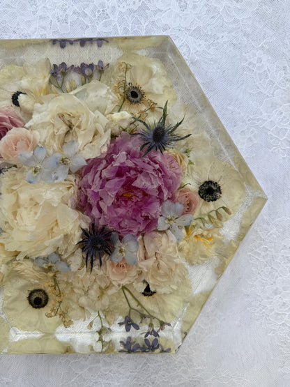 10" Hexagon Floral Preservation Keepsake
