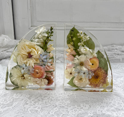 9" Bookends Floral Preservation Keepsake