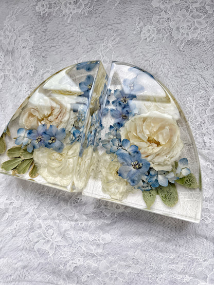 7" Bookends Floral Preservation Keepsake