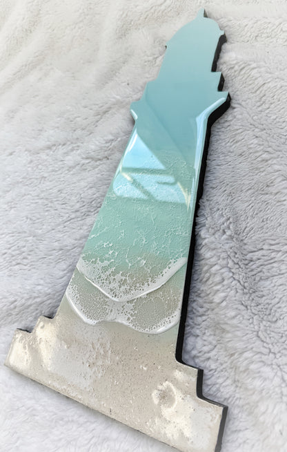 Coastal Lighthouse Wall Art | Ocean Wave Resin Decor