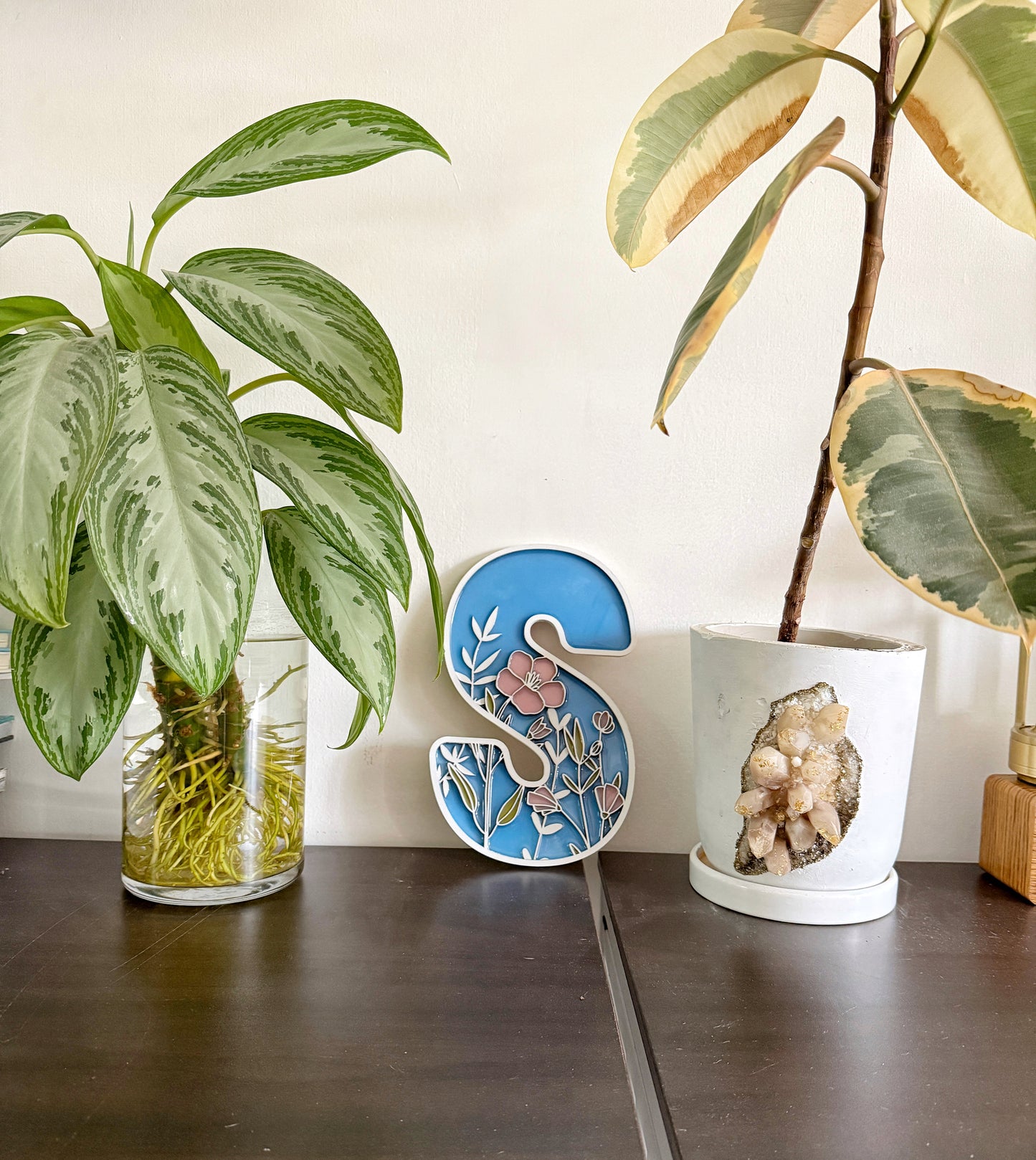 Custom Floral Resin Letter – Botanical Initial Art