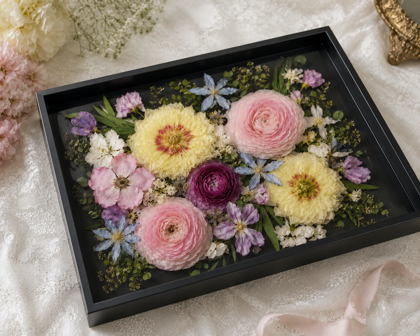 15" x 12" x 2" Square Floral Preservation Wall Hanging Floral Preservation Keepsake