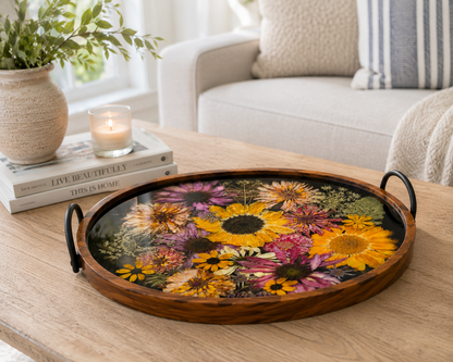 19.5" x 14" Acacia Wood Tray Tray Floral Preservation Keepsake