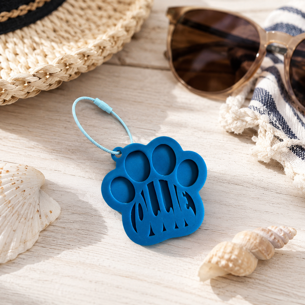 Custom Name Keychain | Personalized Acrylic Tag - Paw Print