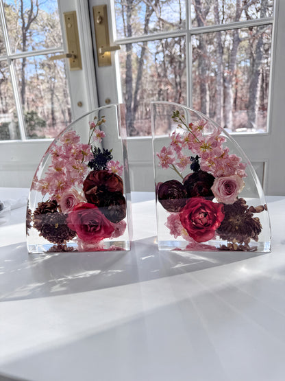 9" Bookends Floral Preservation Keepsake
