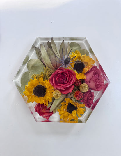 8" Hexagon Floral Preservation Keepsake