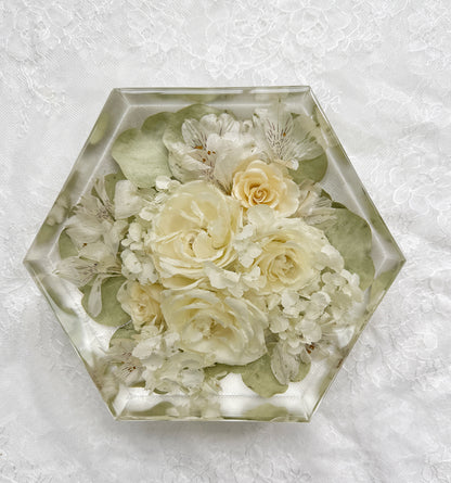 8" Hexagon Floral Preservation Keepsake