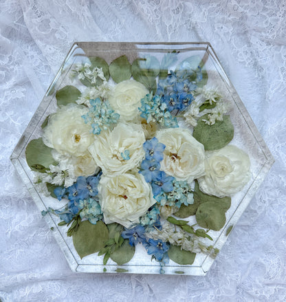 12" Hexagon Floral Preservation Keepsake