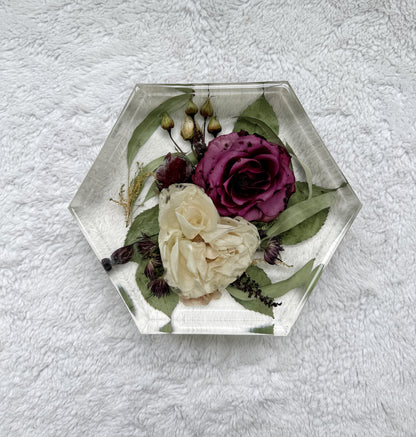 8" Hexagon Floral Preservation Keepsake