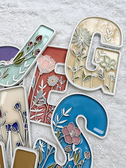 Custom Floral Resin Letter – Botanical Initial Art