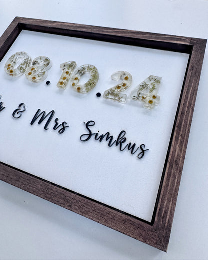 Floral Date Sign Floral Preservation Keepsake - Add On Item