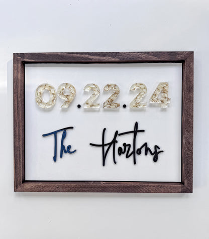 Floral Date Sign Floral Preservation Keepsake - Add On Item