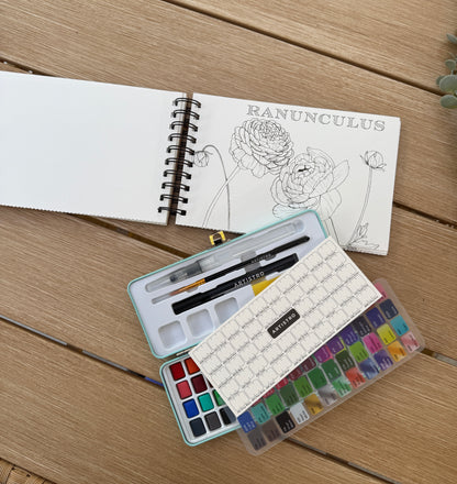 Complete Floral Coloring Book – Watercolor Edition (with Watercolor Set) 11.16.25