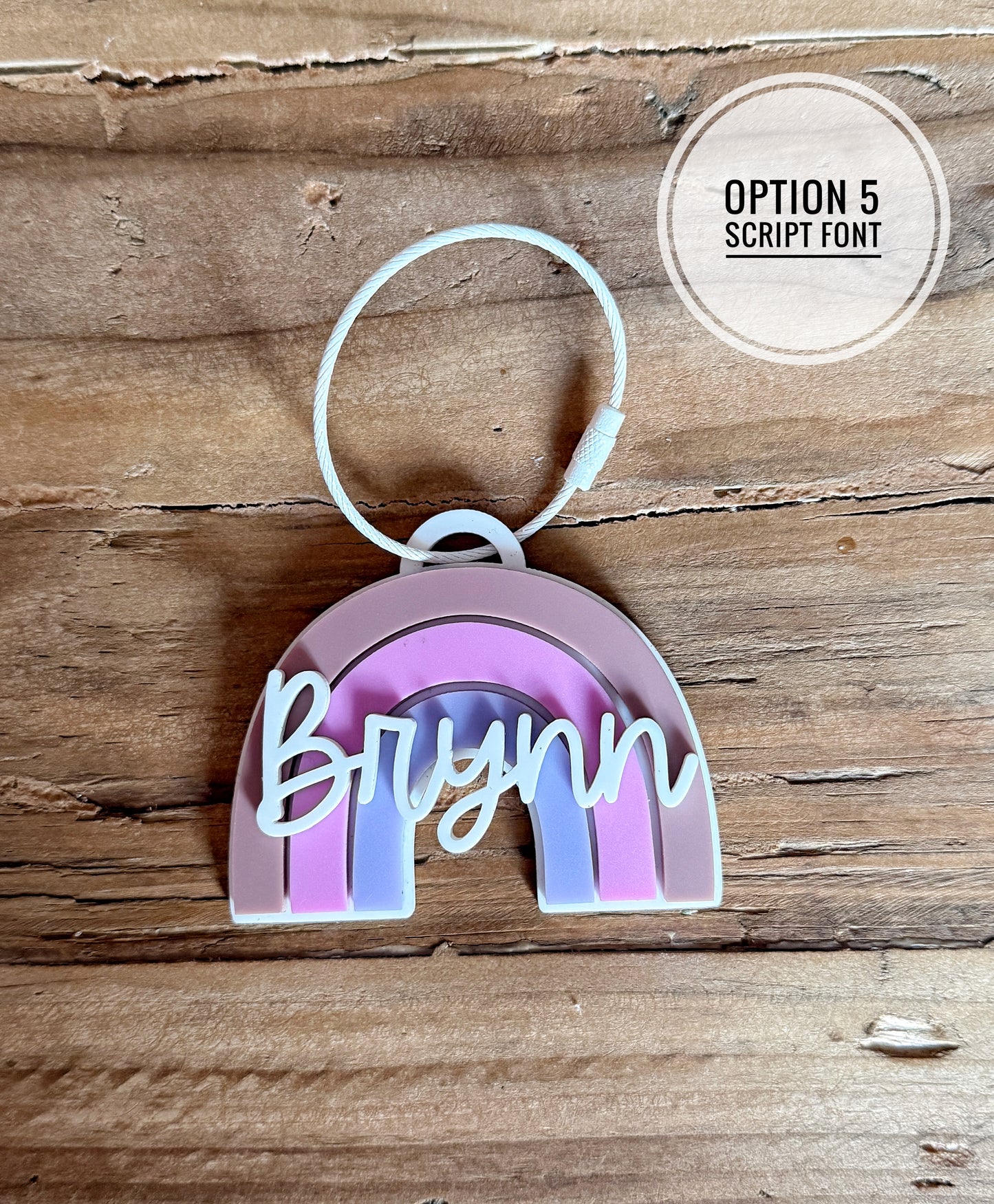 Custom Name Rainbow Keychain | Personalized Acrylic Tag