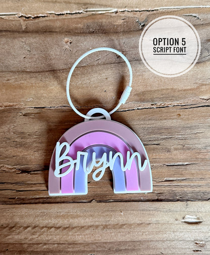 Custom Name Rainbow Keychain | Personalized Acrylic Tag