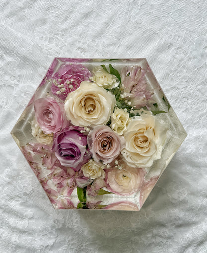 8" Hexagon Floral Preservation Keepsake