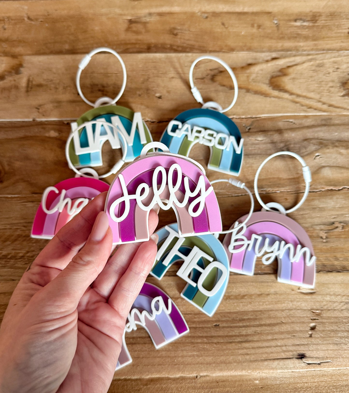 Custom Name Rainbow Keychain | Personalized Acrylic Tag