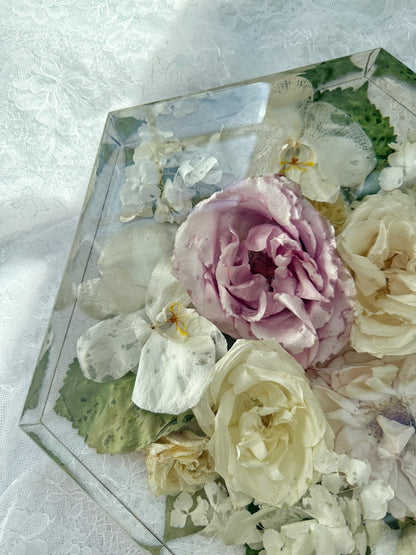 12" Hexagon Floral Preservation Keepsake
