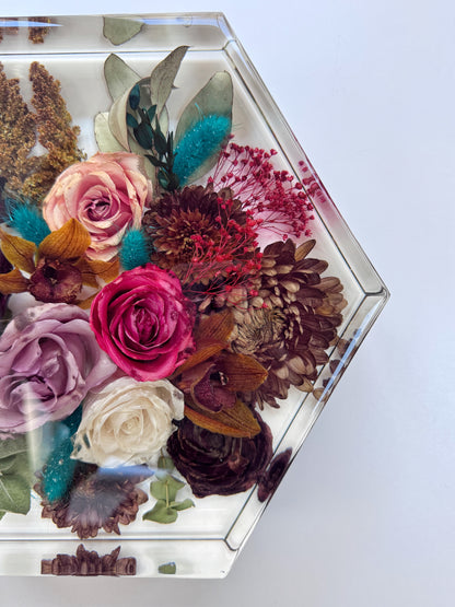 10" Hexagon Floral Preservation Keepsake
