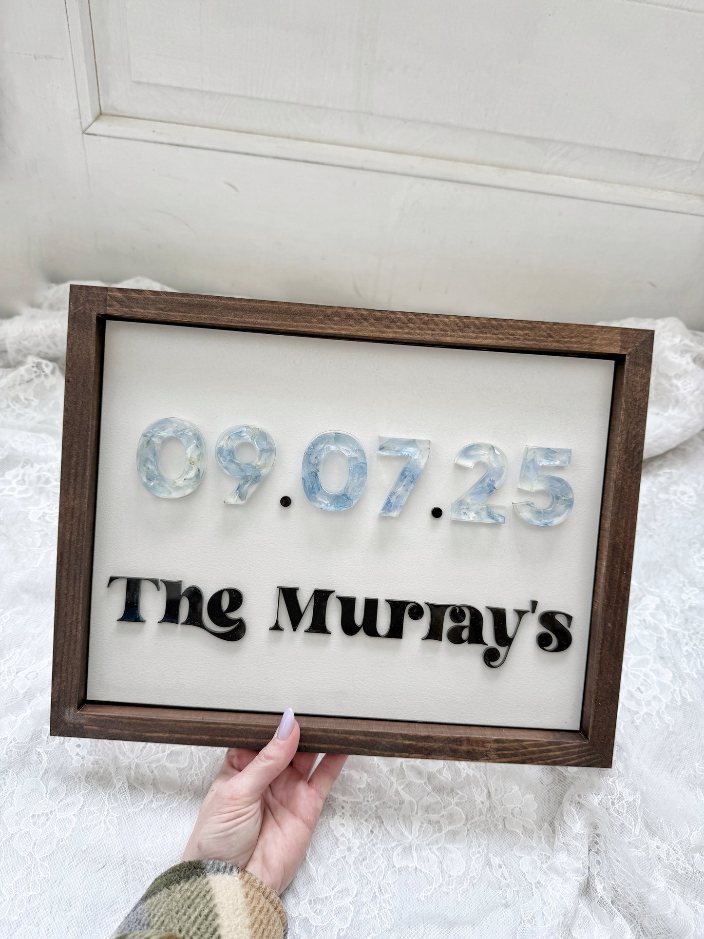 Floral Date Sign Floral Preservation Keepsake - Add On Item