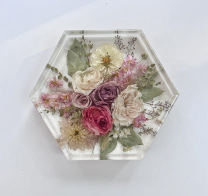 11" Hexagon Floral Preservation Keepsake