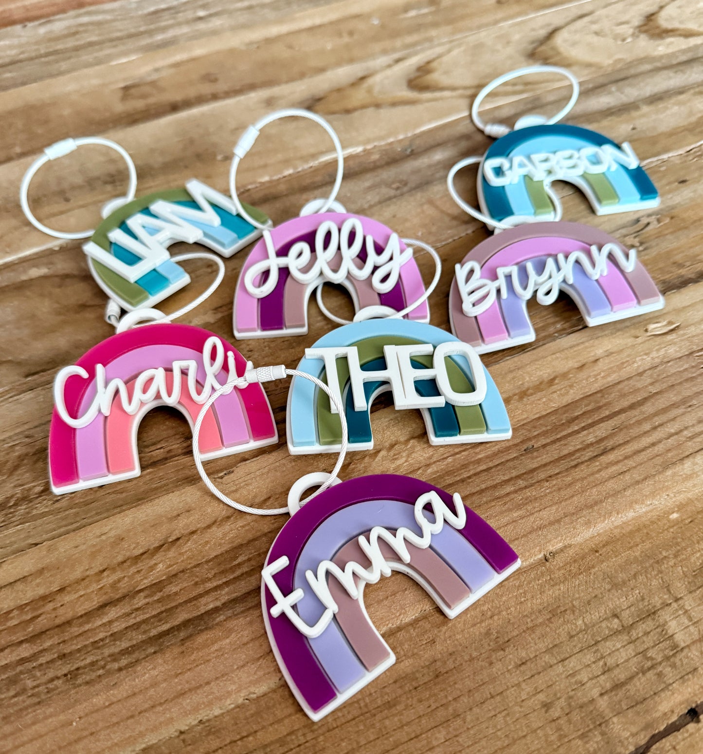 Custom Name Rainbow Keychain | Personalized Acrylic Tag