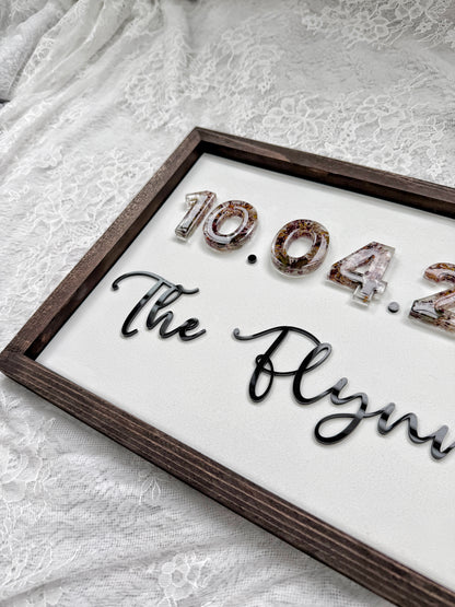 Floral Date Sign Floral Preservation Keepsake - Add On Item