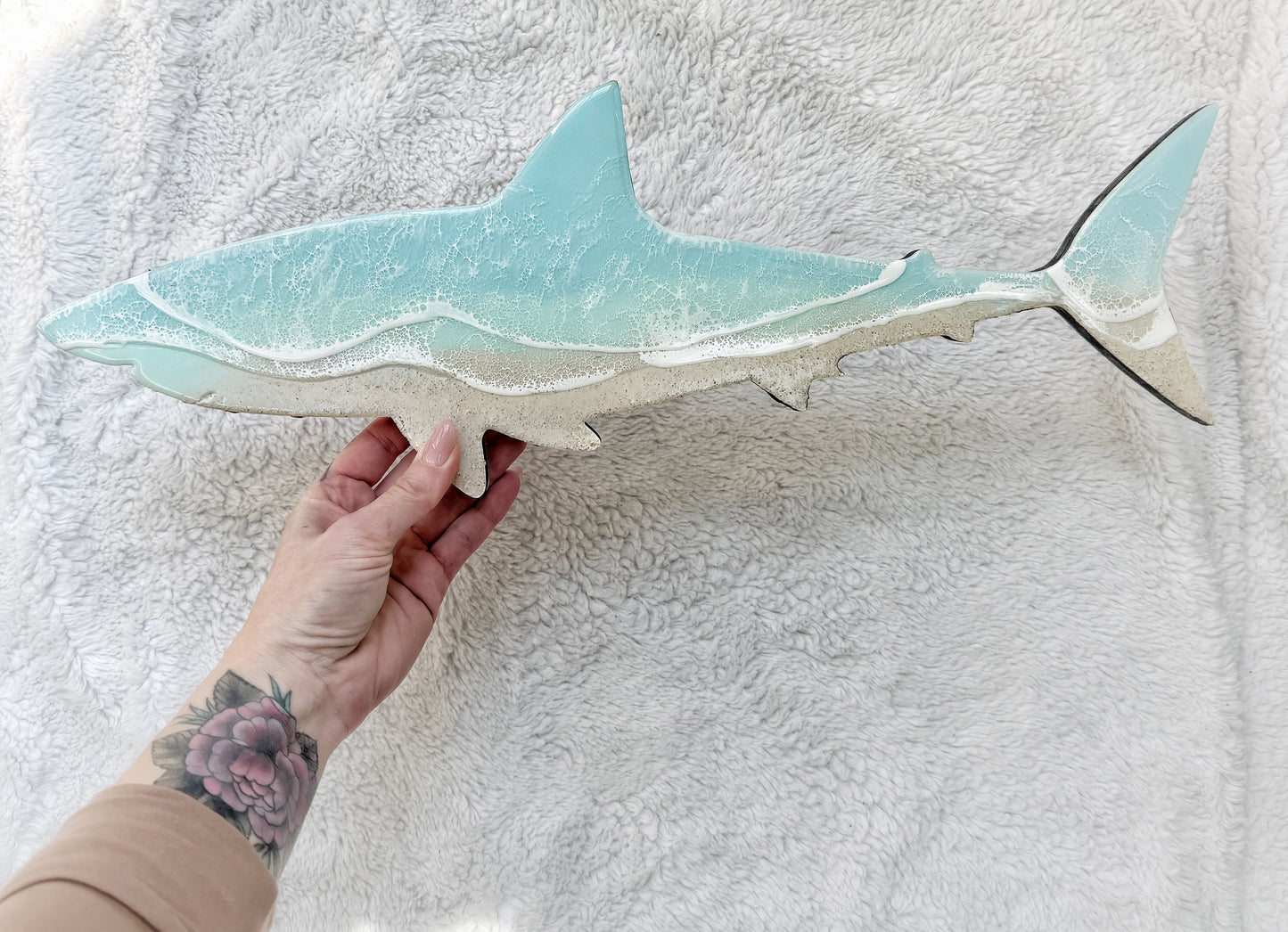 Great White Shark Wall Art | Ocean Wave Resin Decor 4/9/26
