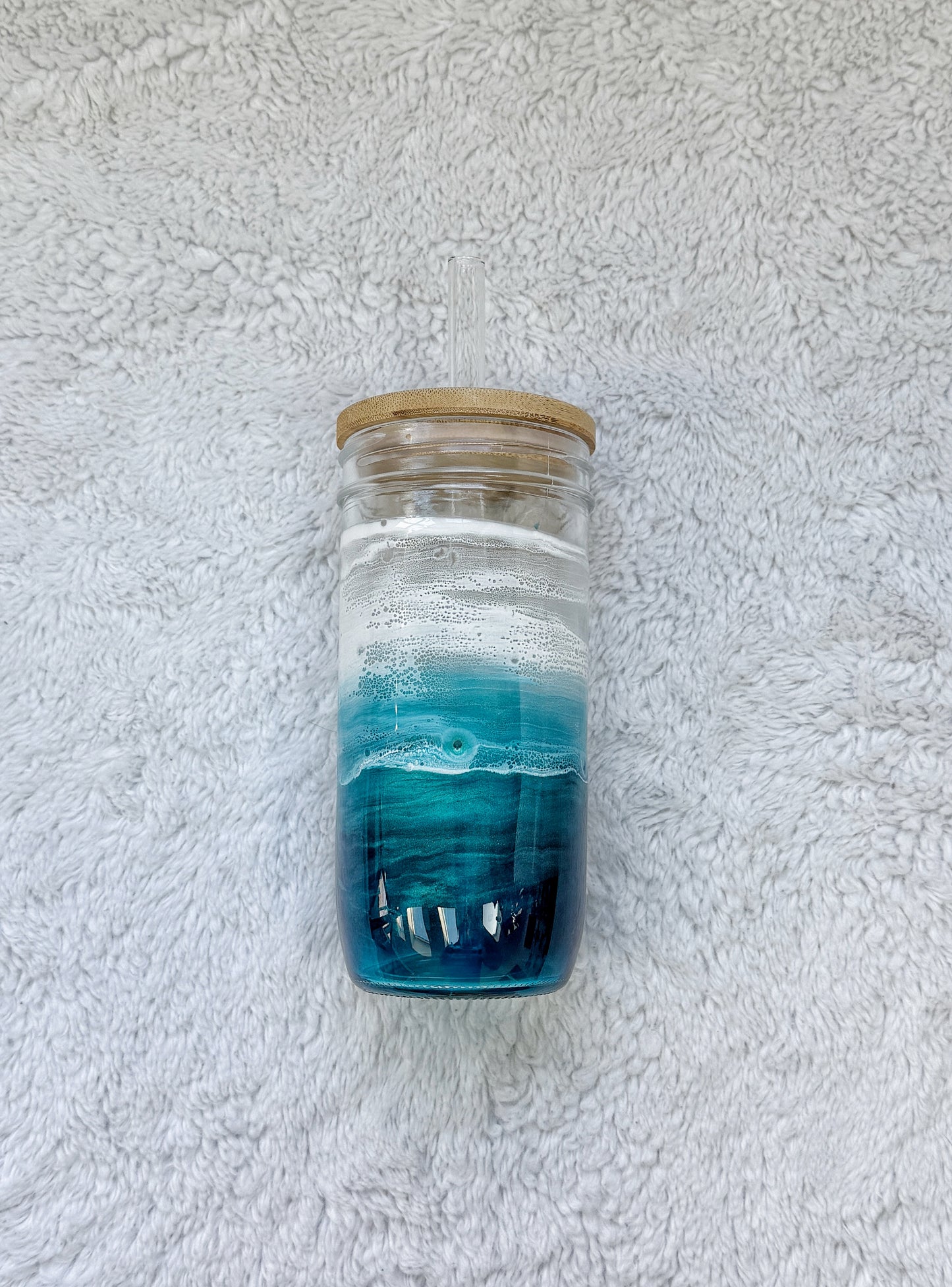 Ocean Wave Glass Can | Coastal Resin Tumbler 4/9/26