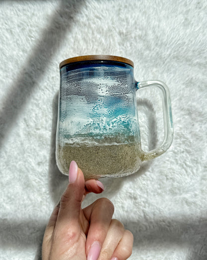 Ocean Wave Glass Mug | Handcrafted Resin Coffee Cup | Coastal Drinkware 9/17/26