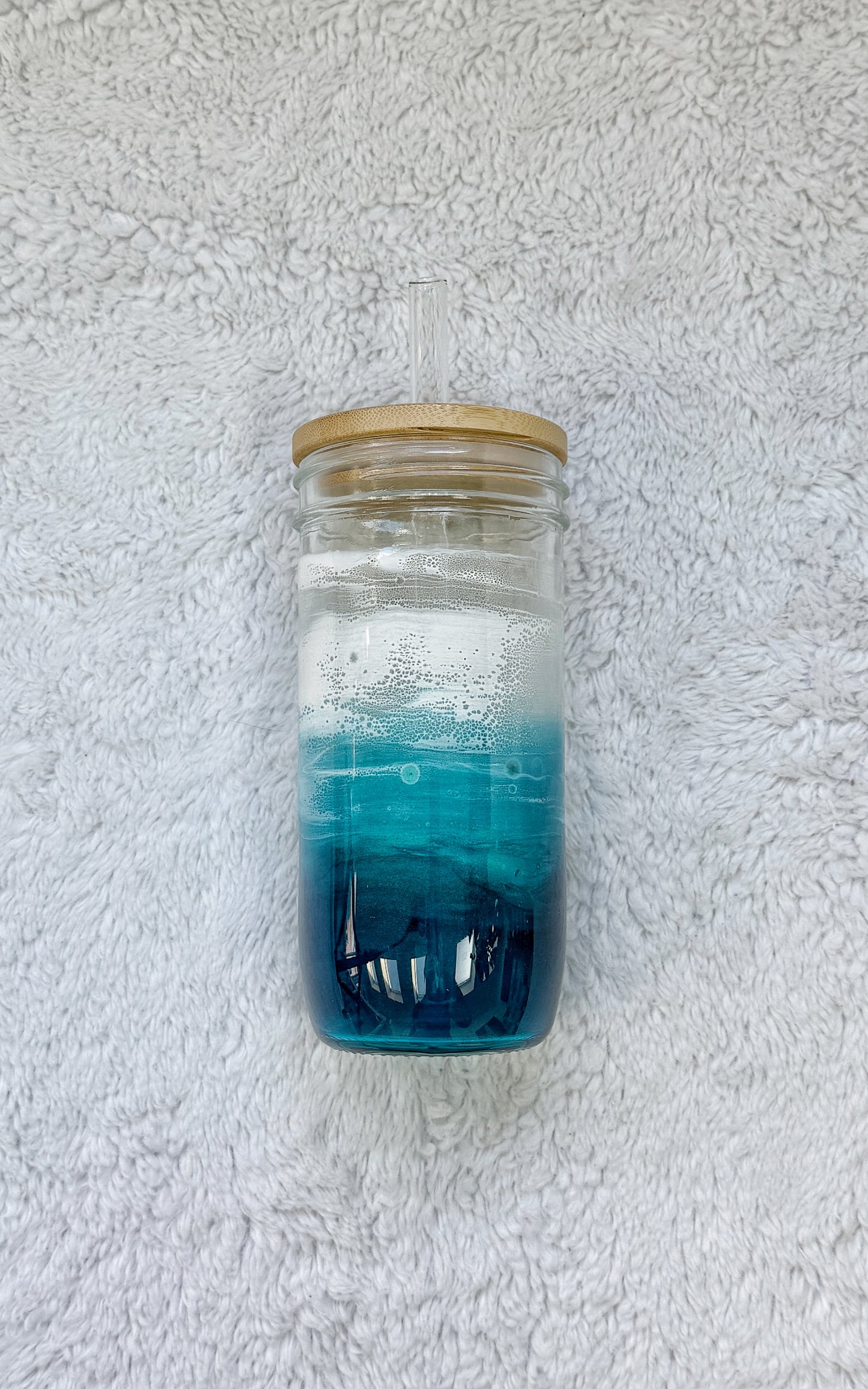 Ocean Wave Glass Can | Coastal Resin Tumbler 4/9/26
