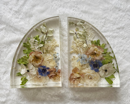 9" Bookends Floral Preservation Keepsake