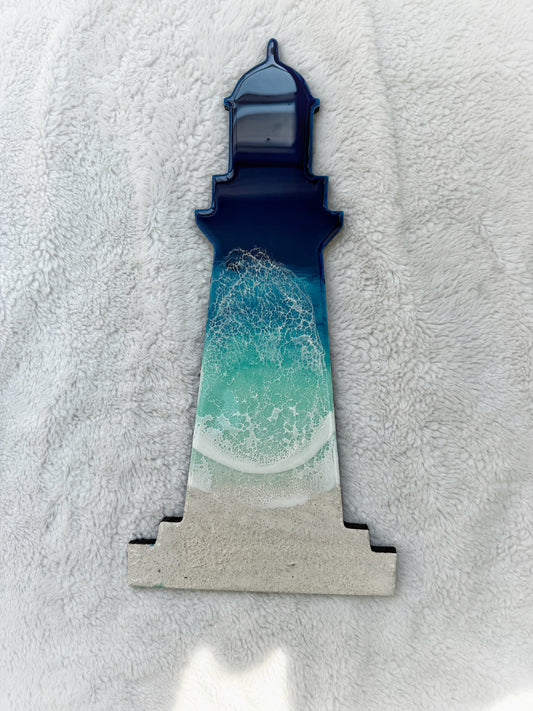 Coastal Lighthouse Wall Art | Ocean Wave Resin Decor 4/9/26